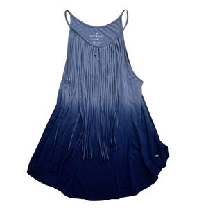 American Eagle Outfitters Soft & Sexy Blue Ombré Fringed Tank Size Small